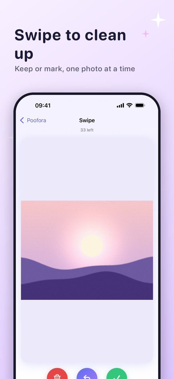 Swipe screen to keep or mark photos