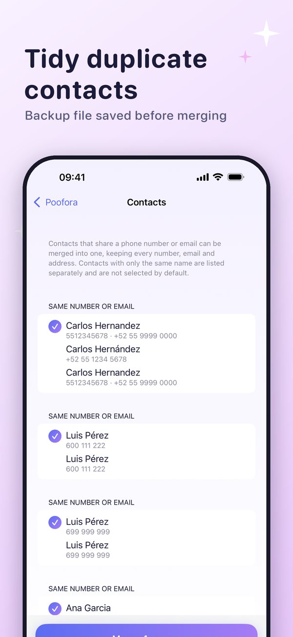 Duplicate contacts ready to merge